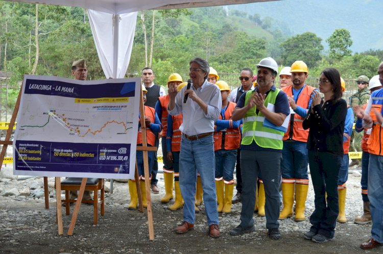 Presidente Lasso y Ministros constatan los avances de obras en El Palmar, en Cotopaxi