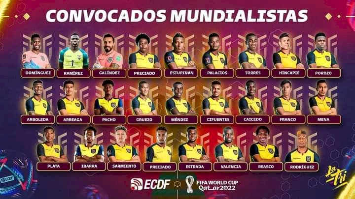Ecuador dio a conocer a sus jugadores estrellas para asistir al mundial