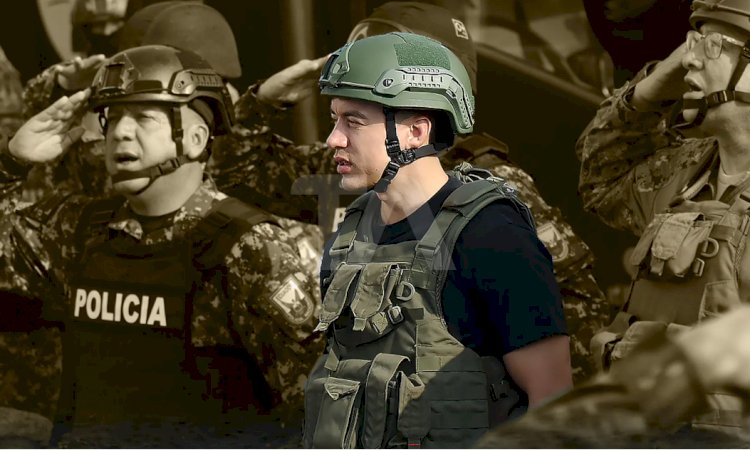 Daniel Noboa llega con casco militar a Socio Vivienda tras operativo antidrogas