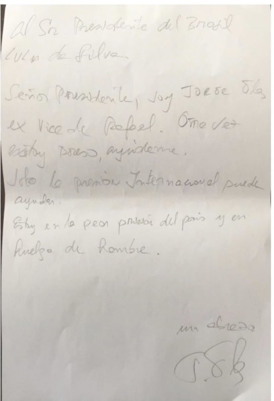 Jorge Glas envió cartas a los presidentes de México, Colombia y Brasil qué decían