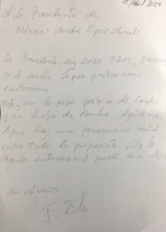 Jorge Glas envió cartas a los presidentes de México, Colombia y Brasil qué decían